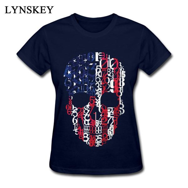 

lynskey plain cotton skull flag short t shirts woman's design crewneck shirt girls funny printed on big size tee shirts