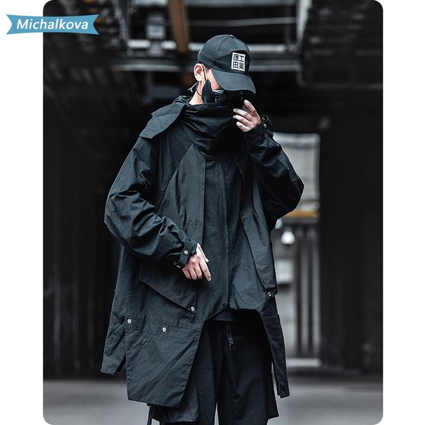 

men's jackets windbreaker uniform hiphop women/men's clothes loose comfortable medium length jacket cape function dark style hoode, Black;brown
