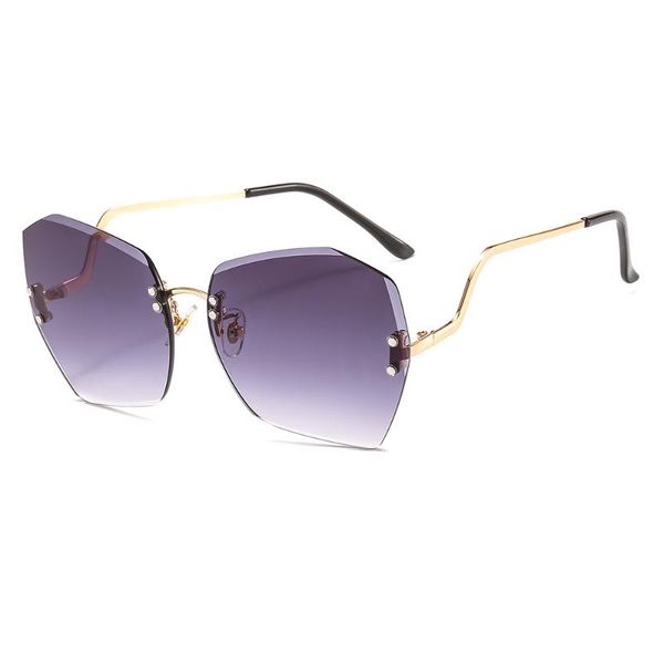 

sunglasses rimless women metal frame fashion square gradient plastic lens curvy temples 2021 2501 uv400 eyewear, White;black