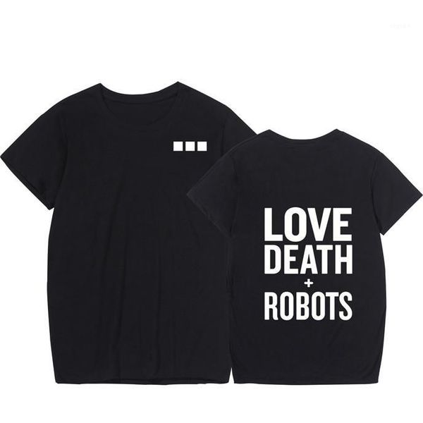 

summer print round neck short sleeve mens fashion quick drying mens tees love death and robots mens tshirts, White;black
