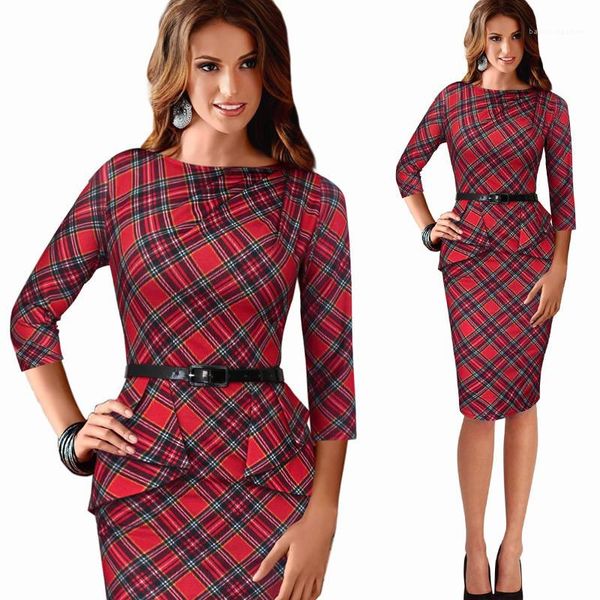 

женского офис леди одежды плед пэчворк женщина bodycon платье crew neck повседневный streetwear платье atumn конструктора, Black;gray
