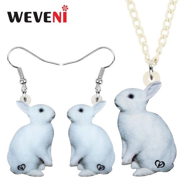 

weveni acrylic sweet shunity haere ювелирные изделия наборы животных ожерелье серьги для женщин подростка девушка классические подарки украш, Silver