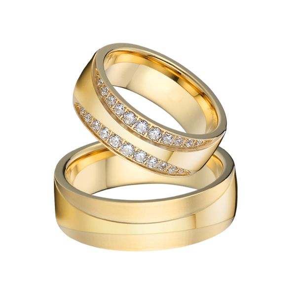 

wedding rings luxury yellow gold filled and bands for couple love cubic zirconia promise marriage finger ring men women, Slivery;golden