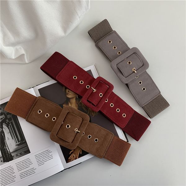 

new luxury fashion brand elastic waist flannelette women belt for girls dress coat decoration burgundy black, Black;brown