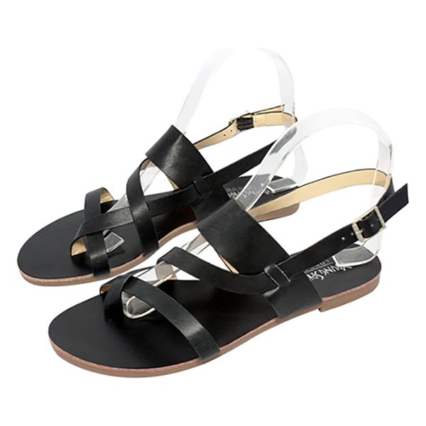 

women sandals fashion summer of pure color toe beach anti slip flat heel ladies sandals, Black