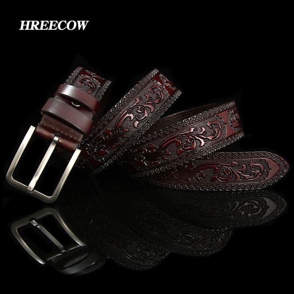 

new designer belts for men cow genuine leather belt man fashion classic vintage pin buckle strap for cowboy jeans, Black;brown