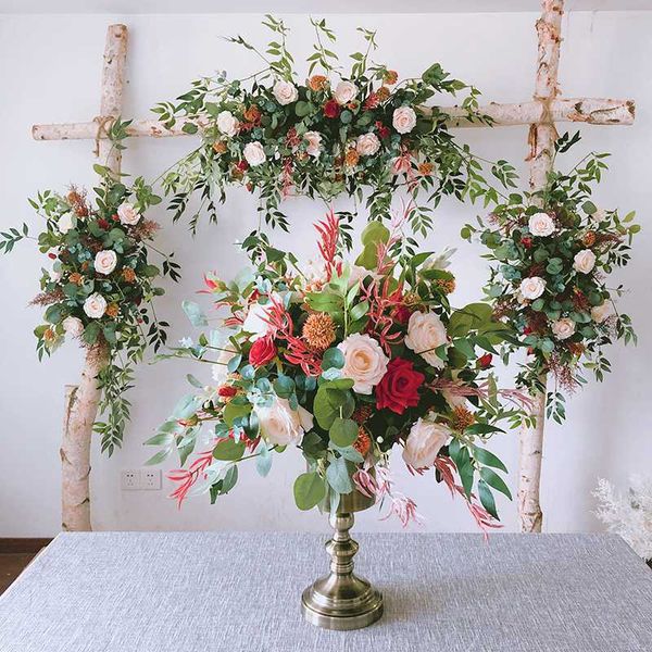 

wedding home party stage artificial silk fake flowers arch floral swag centerpiece decoration pgraphy backdrop floral