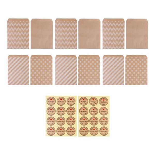 

48pcs paper bags durable practical simple dessert gift bags candy cookie pouches kraft paper candy for rest