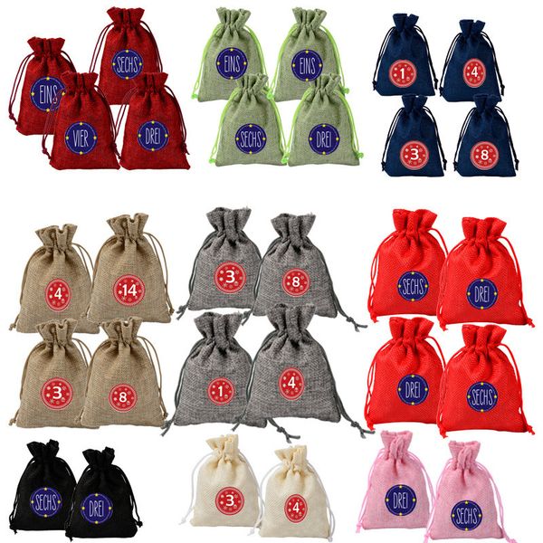 

christmas pattern candy bag 1-24 advent calendar bundle cotton linen gift bag holiday party atmosphere decoration pattern candy