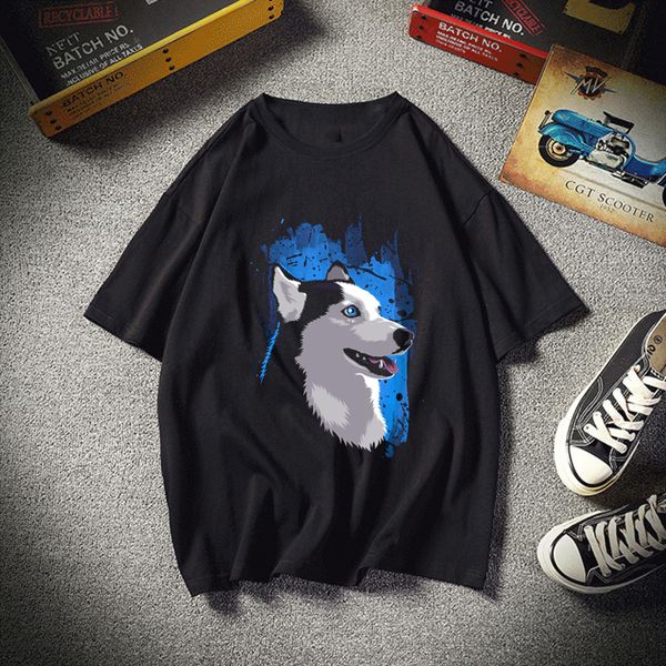 

siberian husky stain fashion fun vintage men print short sleeve graphic chic harajuku summer tumblr t-shirt women