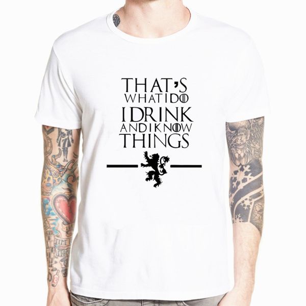

game of thrones men t shirts that's what i do i drink and i know things printed 2019 summer hip hop streetwear t-shirt plus size