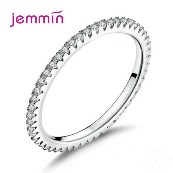 

simple full cubic zircon inlay paved round circle ring fine jewelry 925 sterling silver brilliant stackable finger accessories, Golden;silver