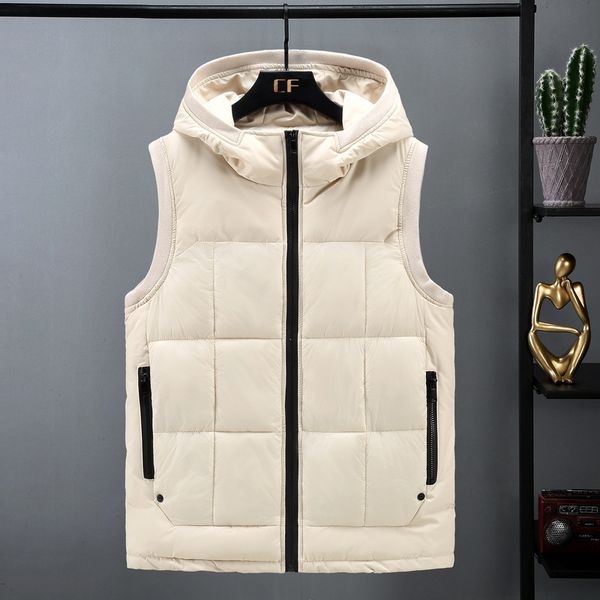 

men's vests 2021 autumn winter fashion down cotton men vest male teenagers tide cultivating waistcoat bright jacket 5xl, Black;white