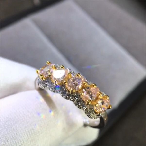 

925 silver sparkling pass diamond test total 1.2 ct round excellent cut vvs1 moissanite flower blossom wedding ring for women
