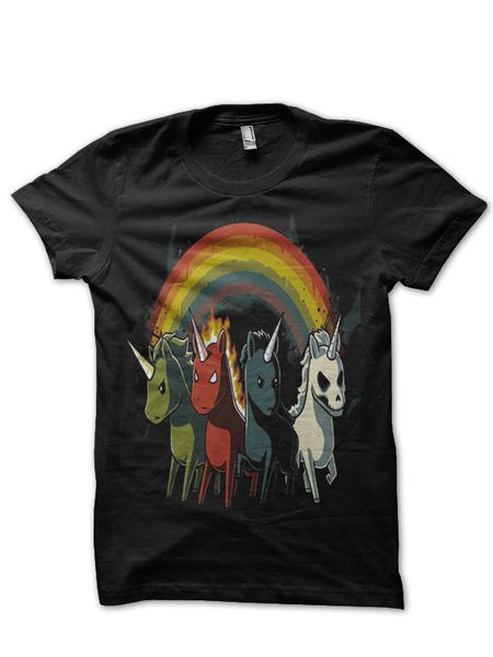 

four unicorns of the apocalypse black half sleeve t shirt