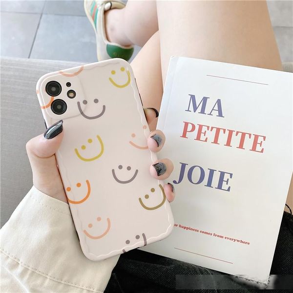 

hand-painted cartoon smiley face suitable for 8p xs phone case iphone11pro max silicone xr female se all-inclusive 7