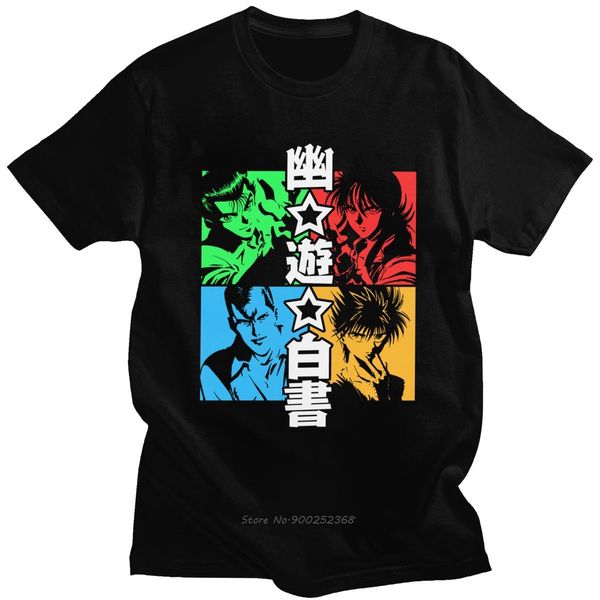 

yu yu hakusho shirt men short sleeve cotton yusuke urameshi t-shirt japanese manga kazuma kuwabara tshirt anime tee harajuku