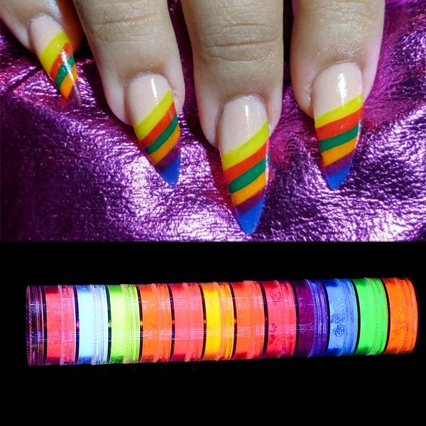 

nail glitter neon pigment powder set fluorescence gradient summer shinny dust polish uv gel decals, Silver;gold