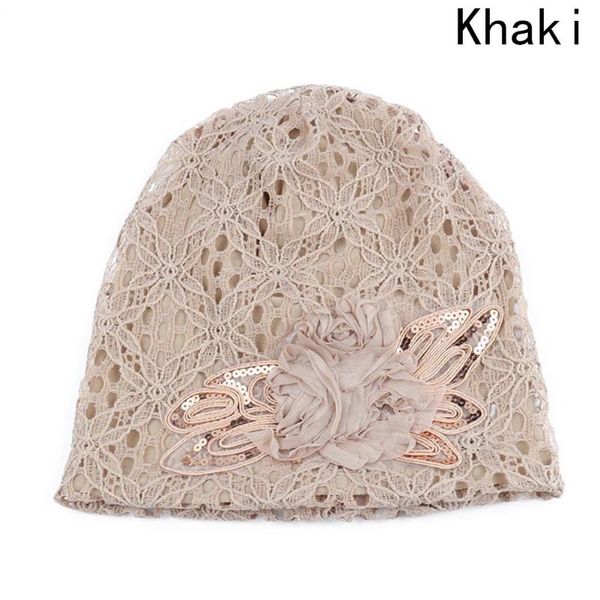 

autumn winter 5 colors hollow women's hat lace flower beanie scarf cap double layer hats for women new gorro feminino headwear, Blue;gray
