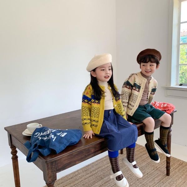 

2020 autumn winter kids clothing baby girls boys knit sweaters coat long sleeve cotton casual loose pullover child sweater, Blue