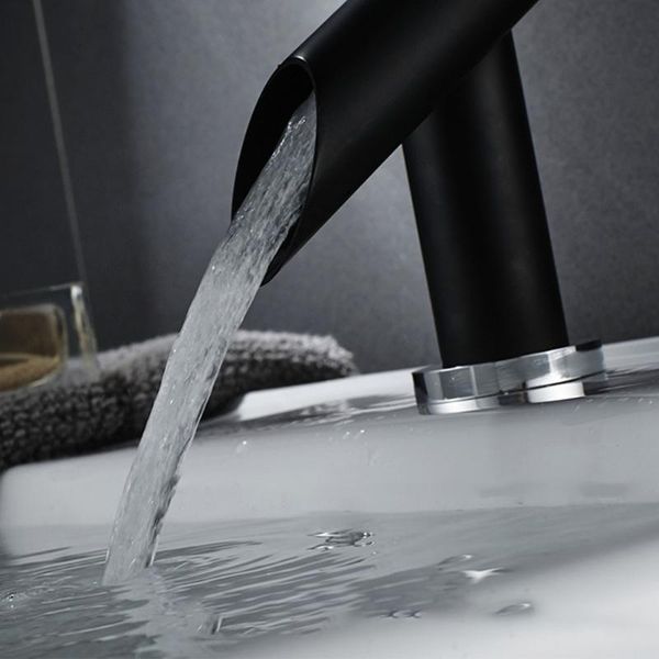 

brass deck mount home chrome black cold basin sink faucet single handle bathroom kitchen small mixer tap waterfall one hole