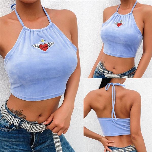 

flannel camis female cross cropped mujer women summer camisole spaghetti strap red heart printed tank velvet, White