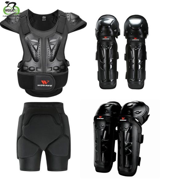 

wosawe 6pcs full body protective armor snowboarding skating jacket + shorts elbow knee protector motocross motorcycle jacket set