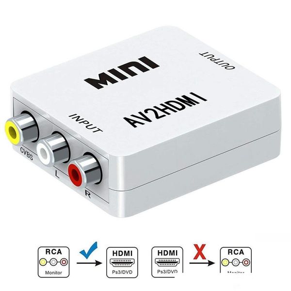 

av to hdmi adapter hd video composite converter box hdmi to rca av/cvsb l/r video 1080p mini hdmi av support ntsc pal new