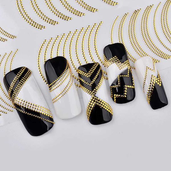 

stickers & decals 1 pcs nail 3d retro studs gold metal adhesive art decorations, Black