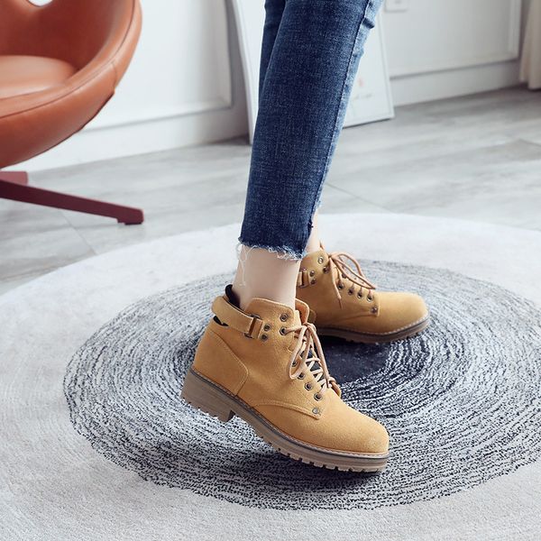 

boots ymechic rock punk winter ankle combat for women black yellow green lace up booties 2021 woman low block heel ladies shoes