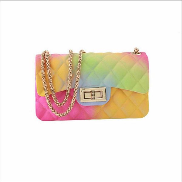 

women's fashion rainbow pvc bag shoulder bag crossbody handbag jelly chain crossbody shoulder small handbags