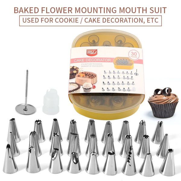 

baking tools stainless steel nozzle set silicone pastry bag for diy icing piping cream cookie baking decor tools