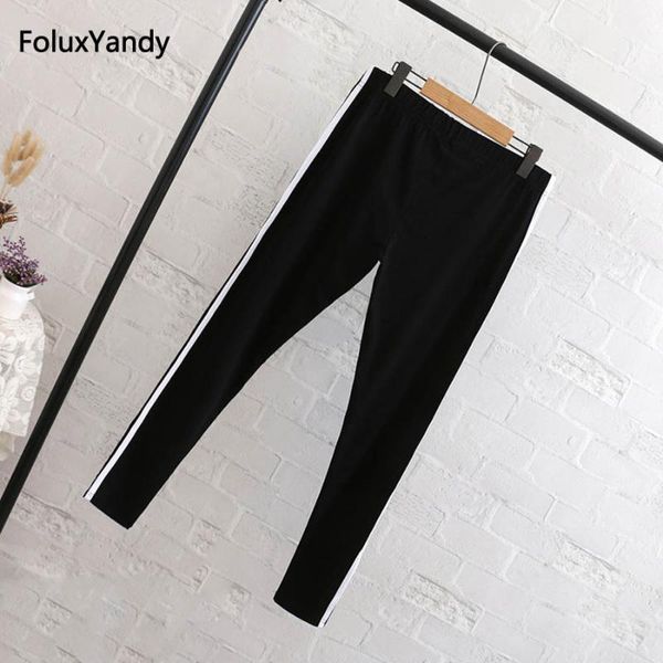 

women's leggings striped women plus size 3 4 5 6  casual cotton slim skinny bodycon black qyl217