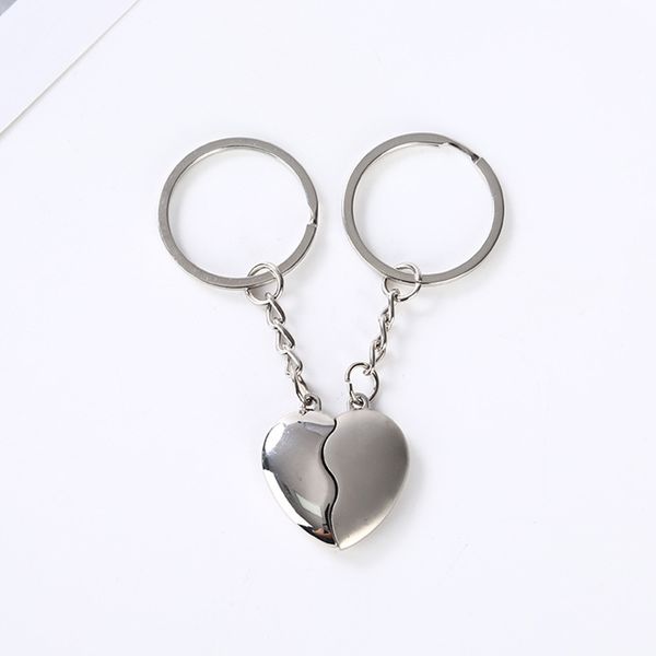 

keychains 1pair couple keychain key silver color korea romantic lover love heart shape magnet souvenirs valentine's day gift