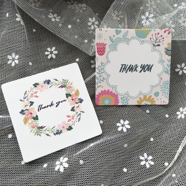 

greeting cards 100pcs/lot 2 styles card "thank you" small gift writable 6x6cm decoration