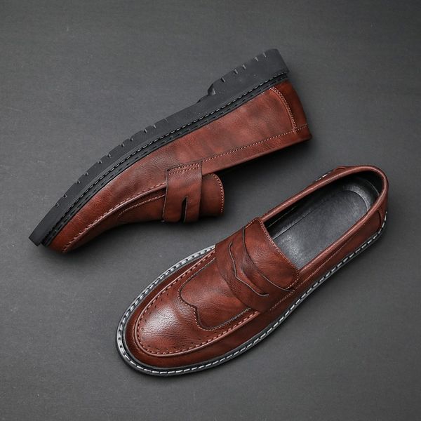 

men casual shoes brand genuine leather mens loafers moccasins comfy breathable slip on driving shoes black plus size 38-44 %