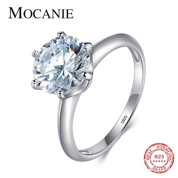 

cluster rings mocanie genuine 925 sterling silver dazzling zirconia finger ring for women fashion wedding engagement statement jewelry, Golden;silver