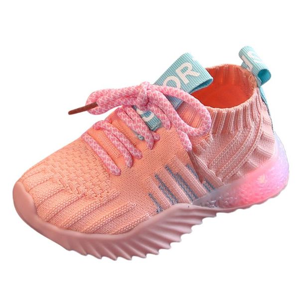 

children luminous shoes boys girls sport running shoes baby infant flashing lights fashion sneakers toddler kid led sneakers, Black