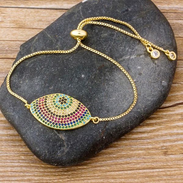 

gold/white/rose gold color zirconia bracelet women's rainbow jewelry luxury adjustable evil eye snake chain bracelet, Golden;silver