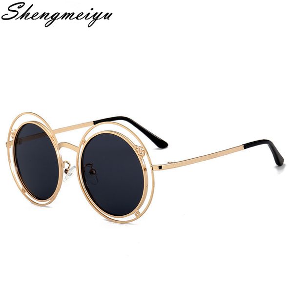 

2020 round women sunglasses fashion brand designer vintage ladies sun glasses for women glasses female, White;black