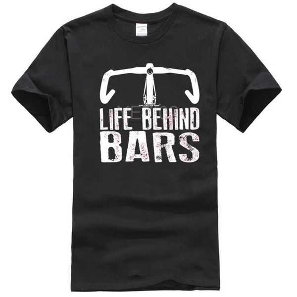 

cycling road life behind bars funny t shirt t-shirt