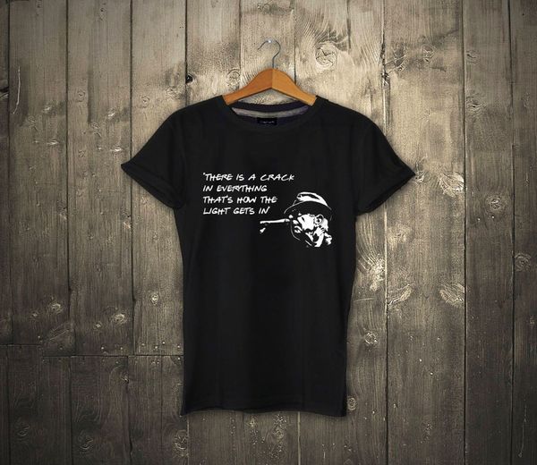 

2020 summer new brand t shirt men hip hop men t-shirt casual fitness leonard cohen quote t-shirt there is a crack in everything