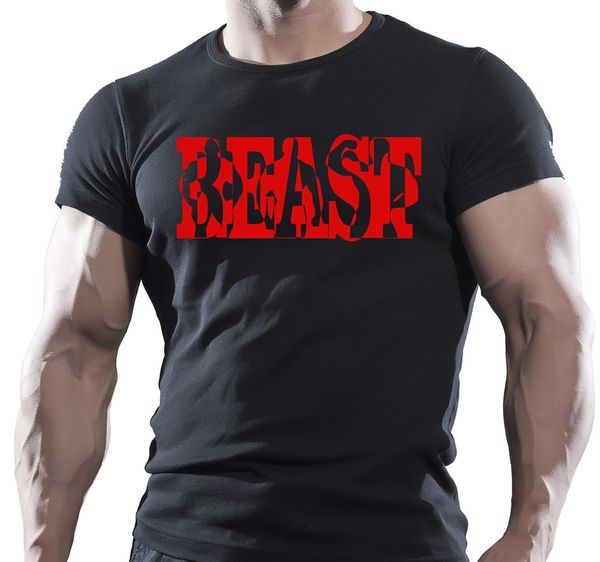 

2019 new arrival men's fashion beast trainner mens bodybuilding motivation t-shirt workout clothing print t shirts men