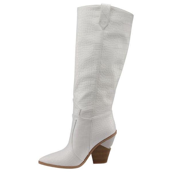 

size 33-46 new 2020 brand women boots thick high heels knee boots for women western autumn winter female, Black