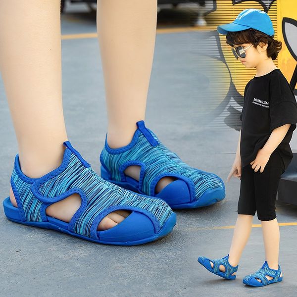 

2020 children's sandals boys beach sandals solid bottom soft wear non-slip girls baby toddler girl kids barefoot shoes, Black;red