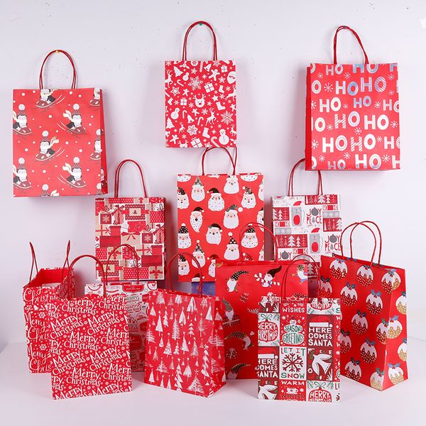 Regalo della carta Kraft Natale Borse con maniglia per accessori per la casa Prodotti alimentari Cookies Imballaggio Candy Bag Party Bag Evento