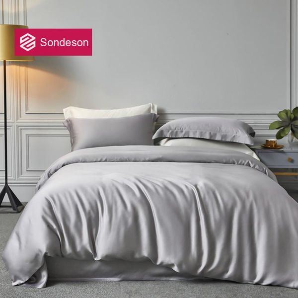 

bedding sets sondeson luxury gray 100% silk set beauty healthy soft duvet cover pillowcase double  king quilt