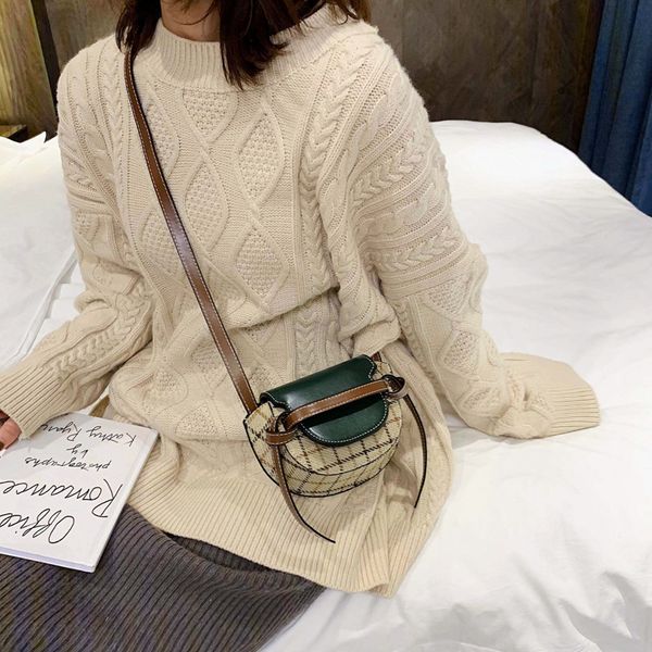 

small bag female 2020 new leisure bags korean lattice saddle bag ins shoulder messenger