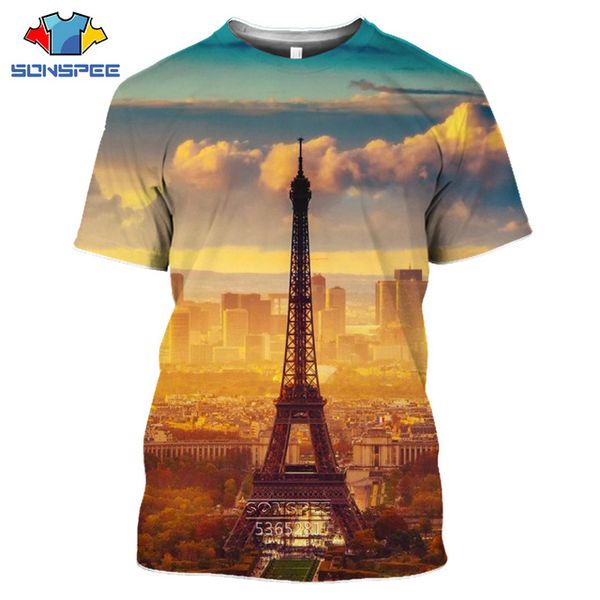 

eiffel tower landscape 3d print shirts plus size horror horror men clothing