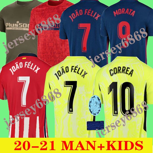 

man kids 2020 2021 joao felix atletico madrid soccer jersey 20 21 kids camiseta de fÃºtbol morata saul koke diego costa football shirts, Black;yellow
